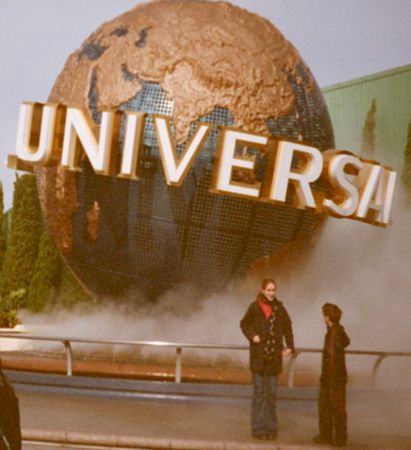 My brother Aled and me outside Universal Studios, Japan
