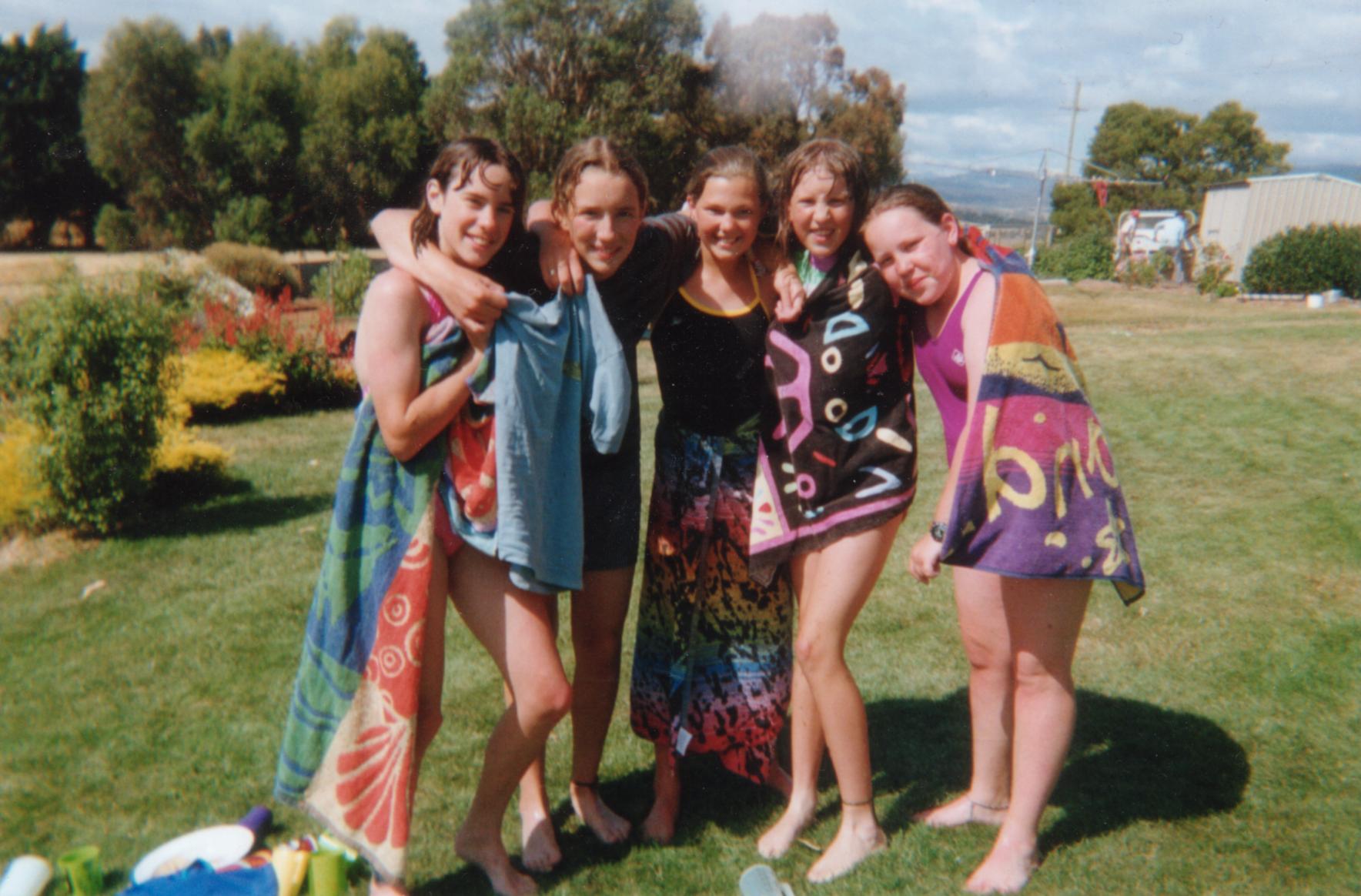 Rebecca, Me, Abbey, Nat and Laura at a little end of grade six party thing a LAv's place, were we cool! ;)