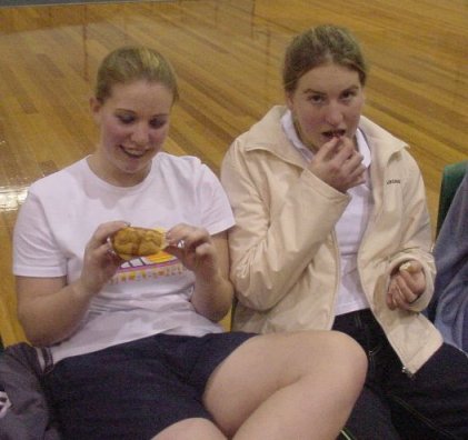 Lav: 'Hmm this looks yummy!' Nat: 'What you looking at??'