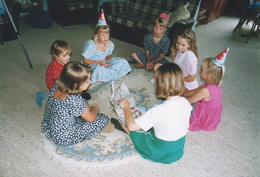 From my Little Brother, going clockwise: Lavinia, Nat, Me, Stephanie, Rebecca and Abbey. At one of my Birthday parties.