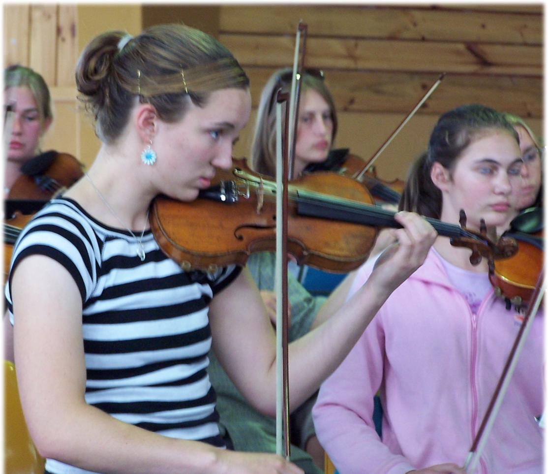 Playing Violin at camp