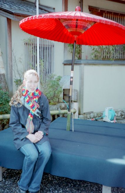 Me sitting with a Japanese umbrella in Japan - I hae no idea why...bu yeah