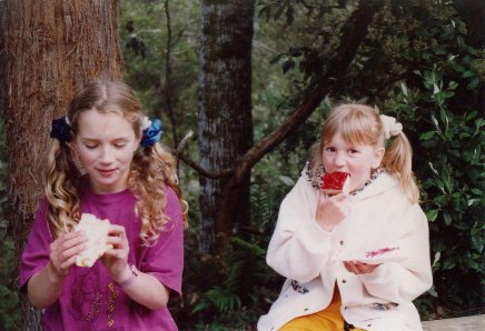This is one of my Favourite pics - Me and Nat at Molecreek. You know how you get vanilla slices and when you bite into them ALL the custard falls out? Well that was one of them. LOVE my hairstyle?? it was cool then..