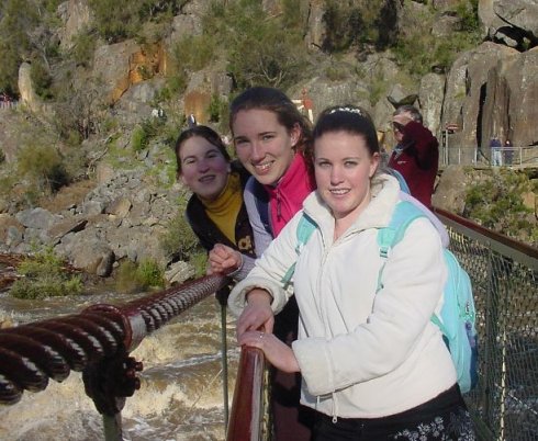 Nat me and Lav on teh swinging bridge..which I kept on swinging =)