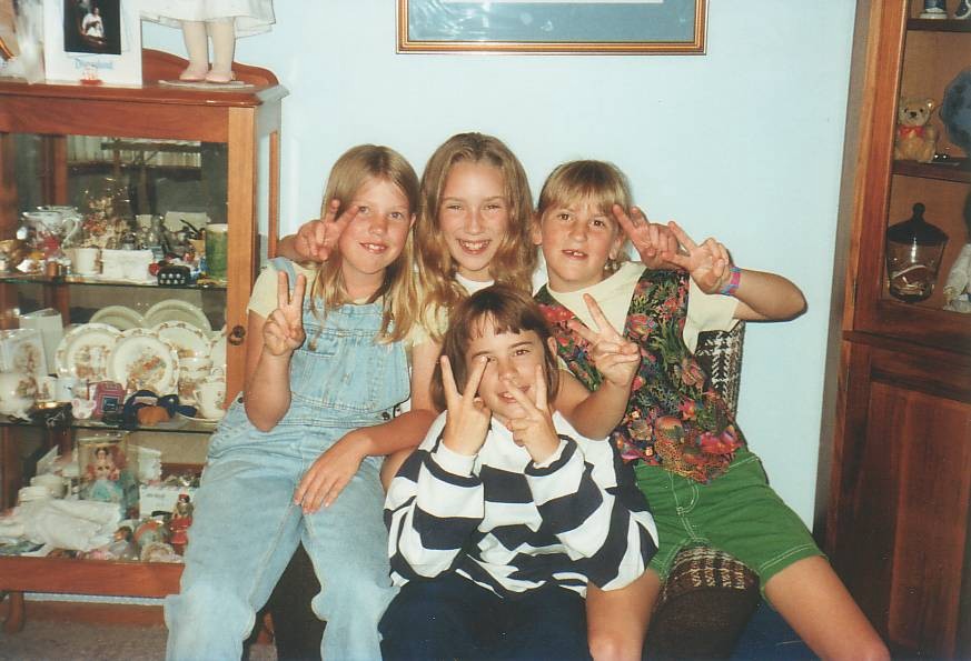 One of my Birthday parties, must have been about my 10th, Lav me and Nat and Becky at the front.